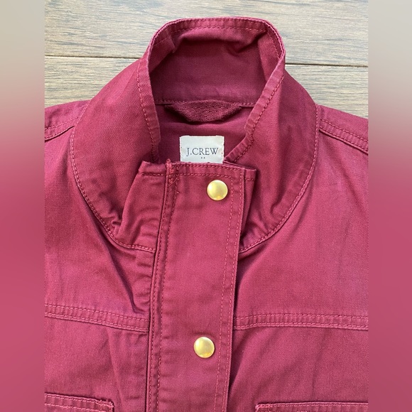 J. Crew Resin-Coated Twill Field Jacket Vintage Burgundy Size M NWT - Picture 6 of 16